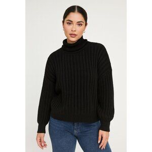 COS Black Ribbed Knit Oversized Sweater Womens Pullover Size Small
